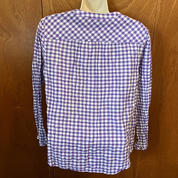 J.Crew purple gingham smoked yoke top - Picture 2 of 6